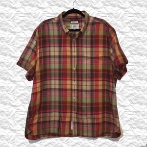 Jos A Bank Plaid Button Up Short Sleeve Shirt
